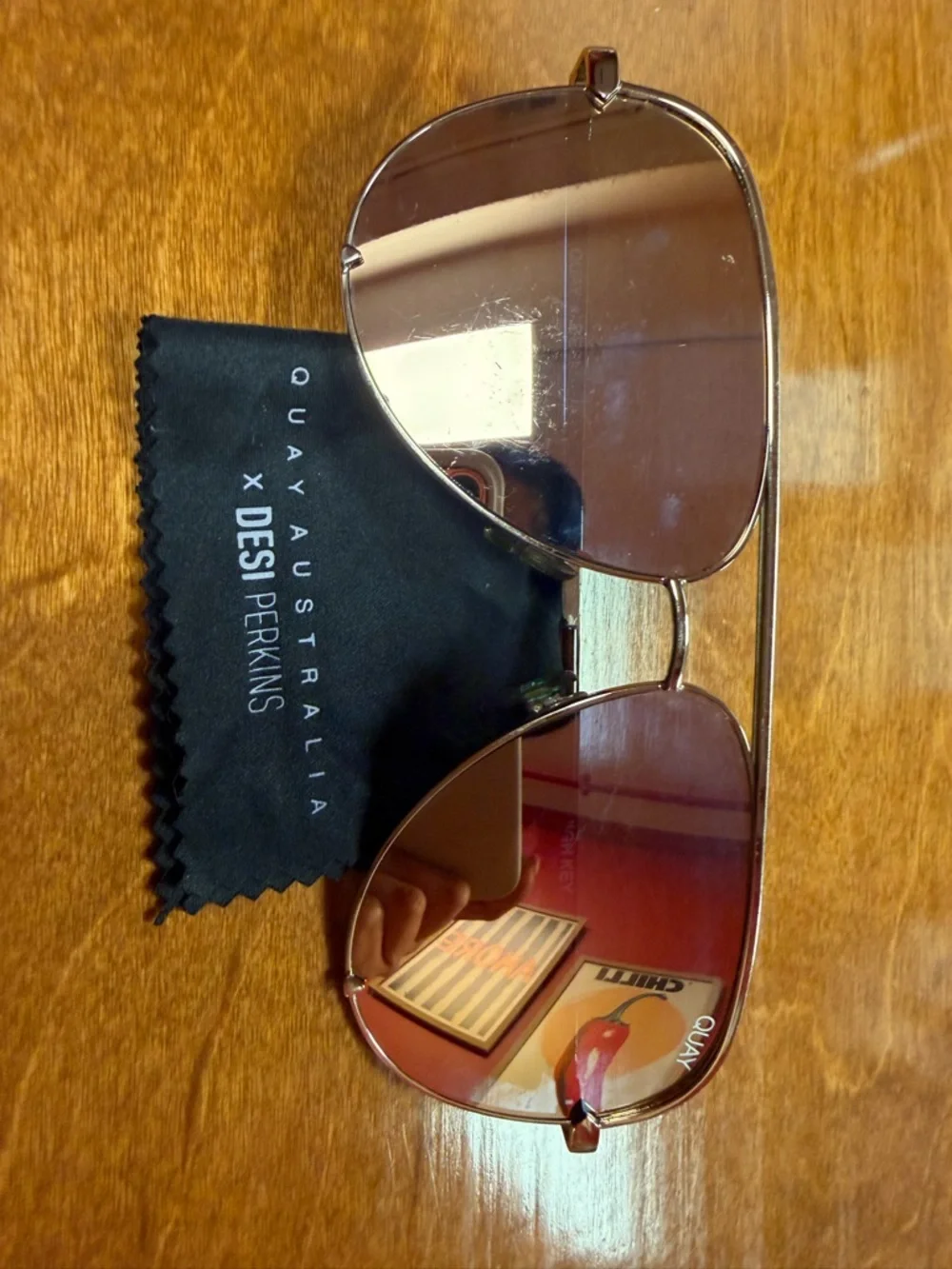 Quay Australia Gold Mirrored Aviator Sunglasses - Picture 4 of 9